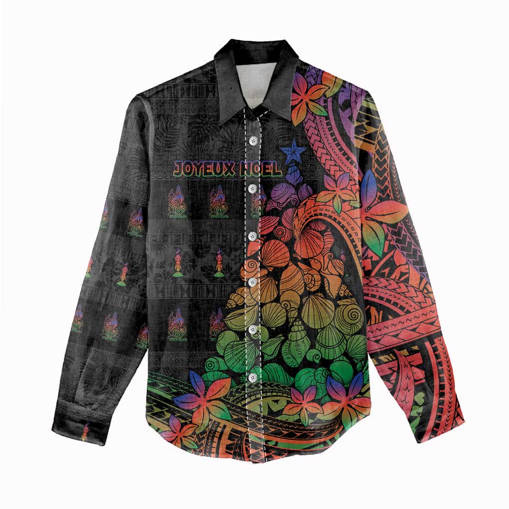 New Caledonia Christmas Women Casual Shirt Seashell Xmas Tree Tribal Waves - Polynesian Pride