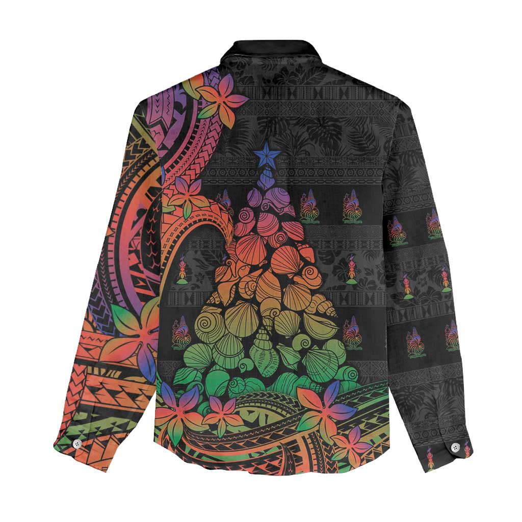 New Caledonia Christmas Women Casual Shirt Seashell Xmas Tree Tribal Waves - Polynesian Pride