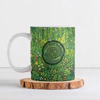 Polynesia Mother Nature Ceramic Mug Glowing Heart Spiral Tropical Vine Floral DT05 Green - Polynesian Pride