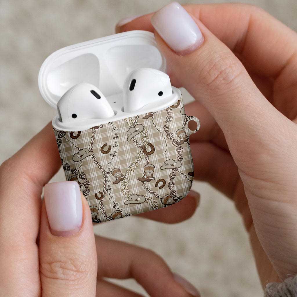 Hawaii Palaka Cowboy AirPods Case Shell Maile Lei With Western Patterns - Polynesian Pride