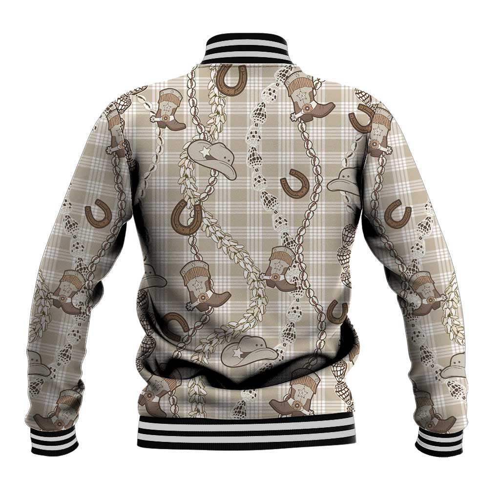 Hawaii Palaka Cowboy Baseball Jacket Shell Maile Lei With Western Patterns - Polynesian Pride