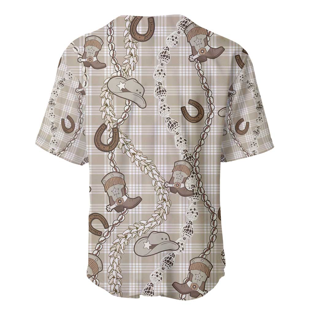 Hawaii Palaka Cowboy Baseball Jersey Shell Maile Lei With Western Patterns - Polynesian Pride