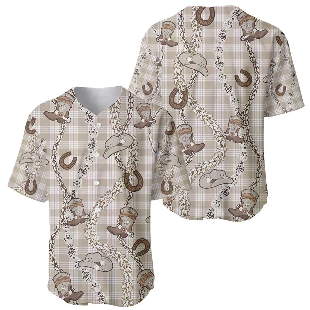 Hawaii Palaka Cowboy Baseball Jersey Shell Maile Lei With Western Patterns - Polynesian Pride