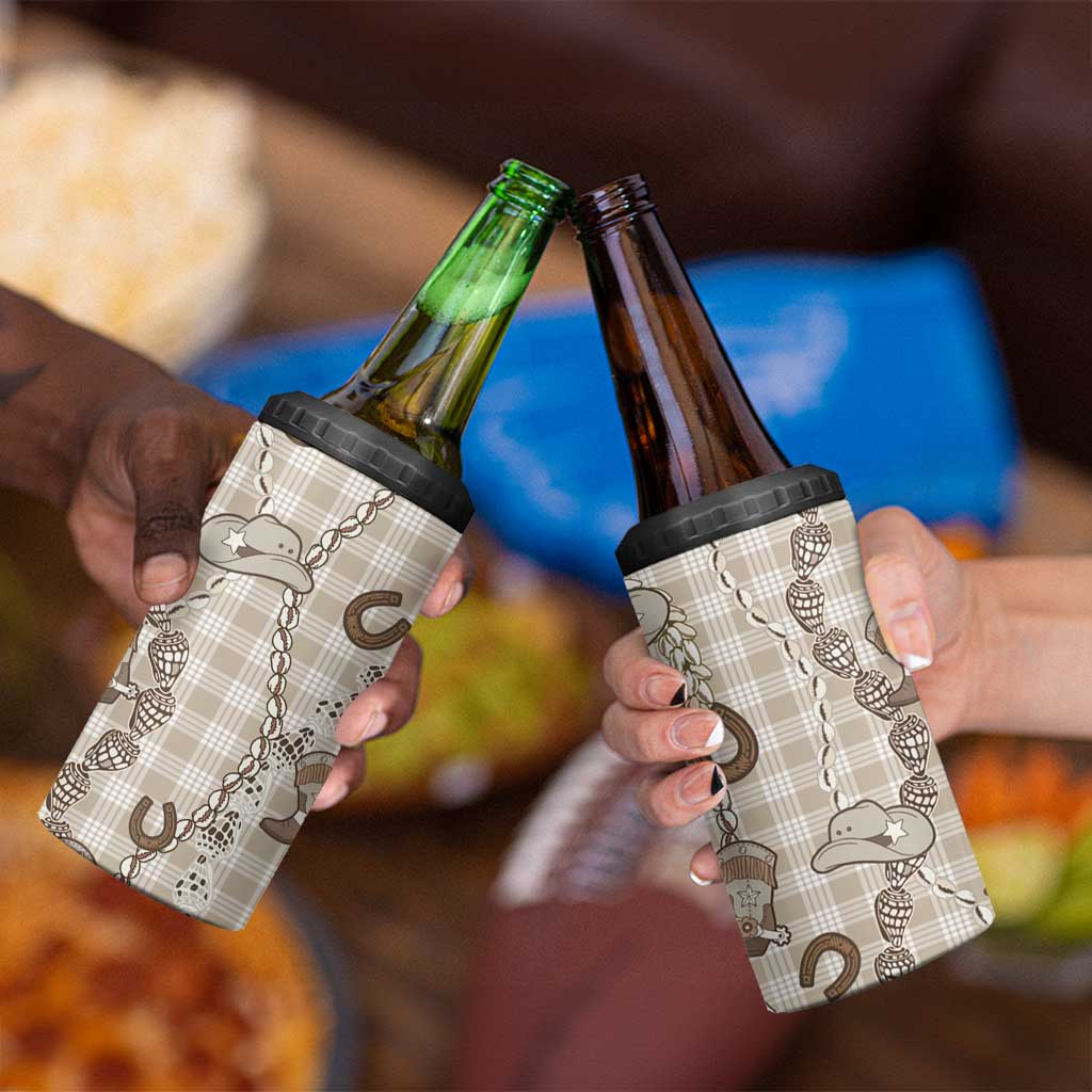 Hawaii Palaka Cowboy 4 in 1 Can Cooler Tumbler Shell Maile Lei With Western Patterns - Polynesian Pride