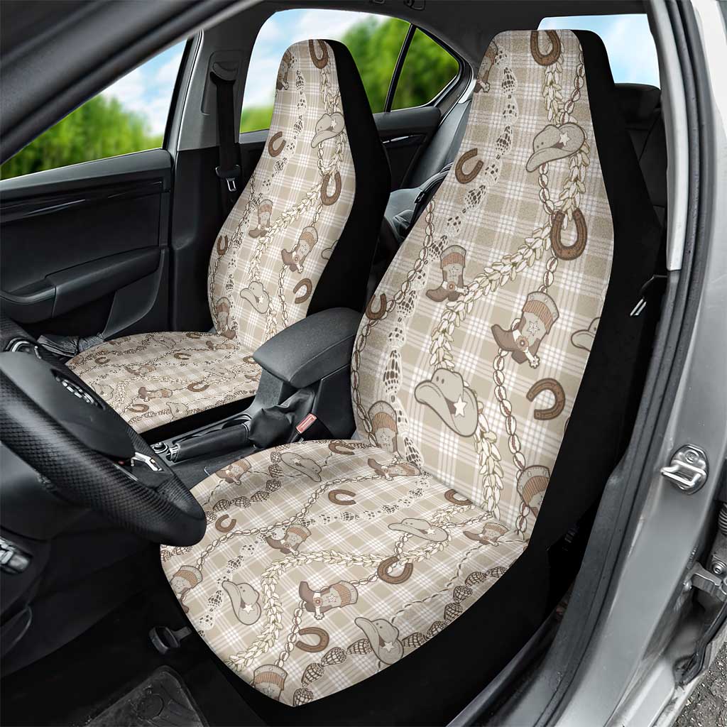Hawaii Palaka Cowboy Car Seat Cover Shell Maile Lei With Western Patterns - Polynesian Pride