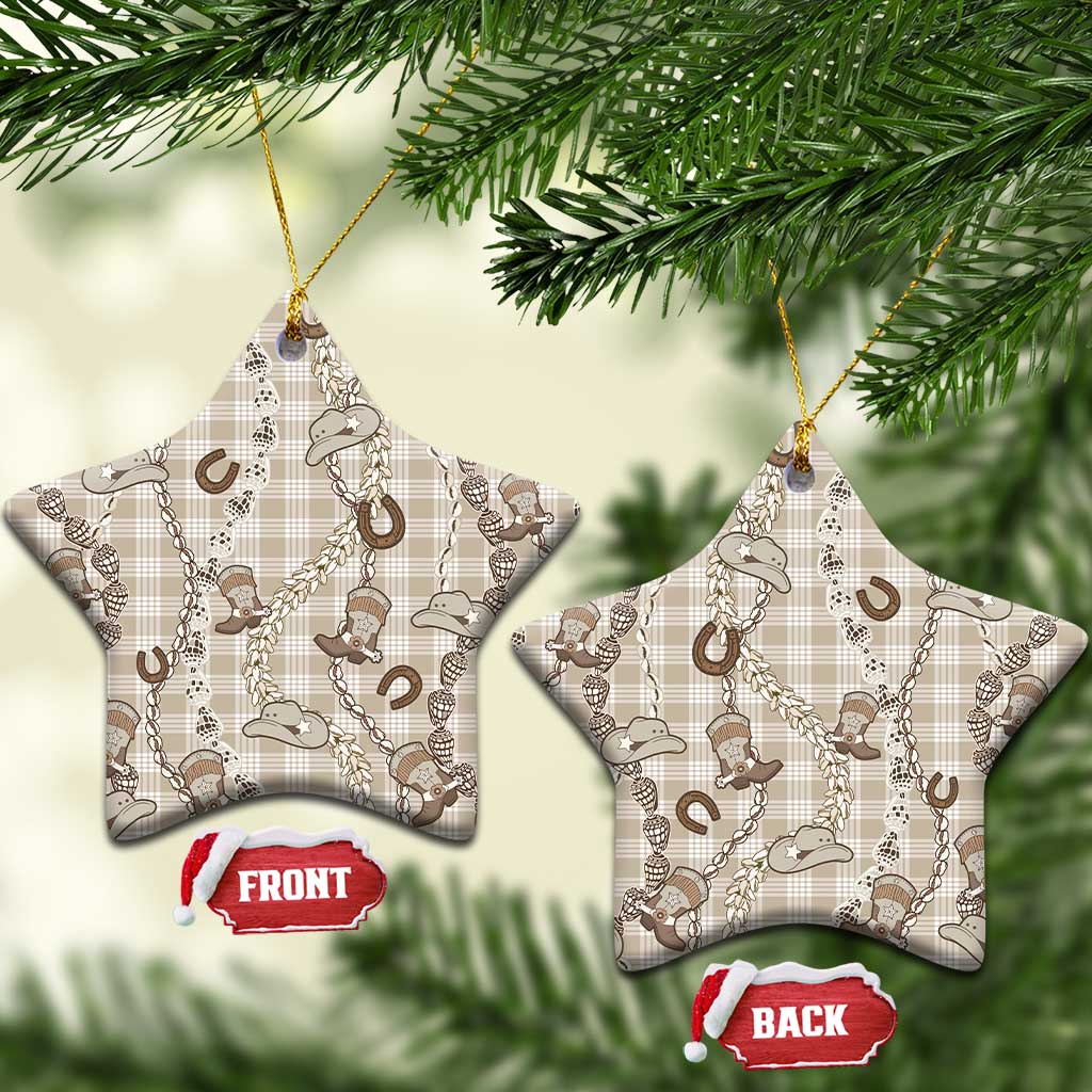 Hawaii Palaka Cowboy Ceramic Ornament Shell Maile Lei With Western Patterns - Polynesian Pride