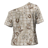 Hawaii Palaka Cowboy Cross Shoulder Shirt Shell Maile Lei With Western Patterns - Polynesian Pride