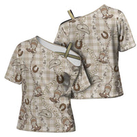 Hawaii Palaka Cowboy Cross Shoulder Shirt Shell Maile Lei With Western Patterns - Polynesian Pride