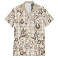 Hawaii Palaka Cowboy Family Matching Off The Shoulder Long Sleeve Dress and Hawaiian Shirt Shell Maile Lei With Western Patterns - Polynesian Pride