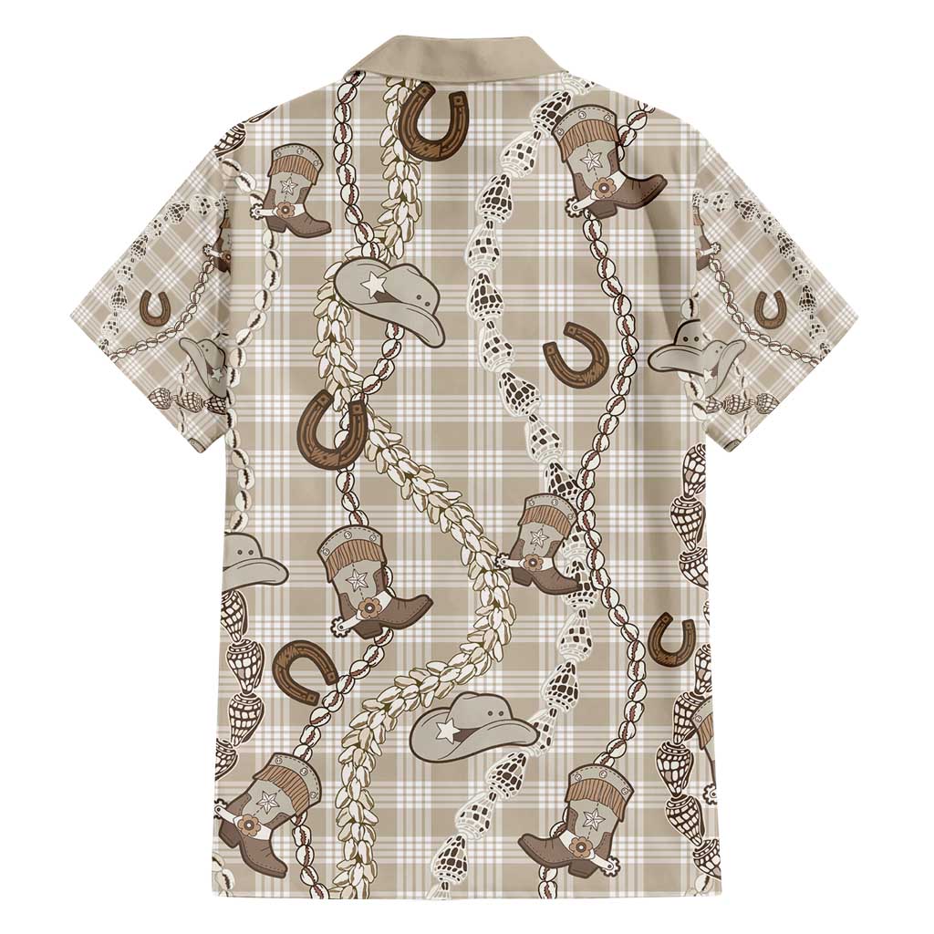 Hawaii Palaka Cowboy Family Matching Short Sleeve Bodycon Dress and Hawaiian Shirt Shell Maile Lei With Western Patterns - Polynesian Pride