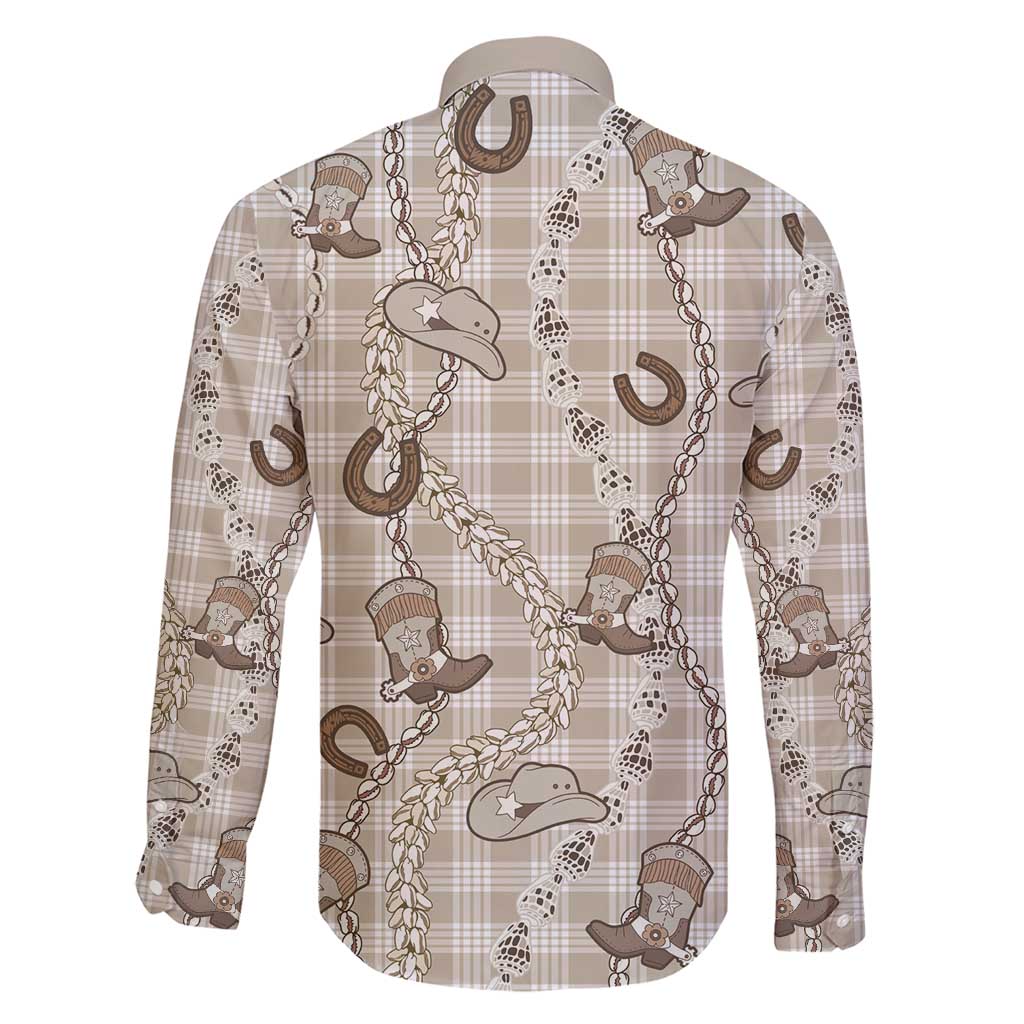 Hawaii Palaka Cowboy Family Matching Short Sleeve Bodycon Dress and Hawaiian Shirt Shell Maile Lei With Western Patterns - Polynesian Pride