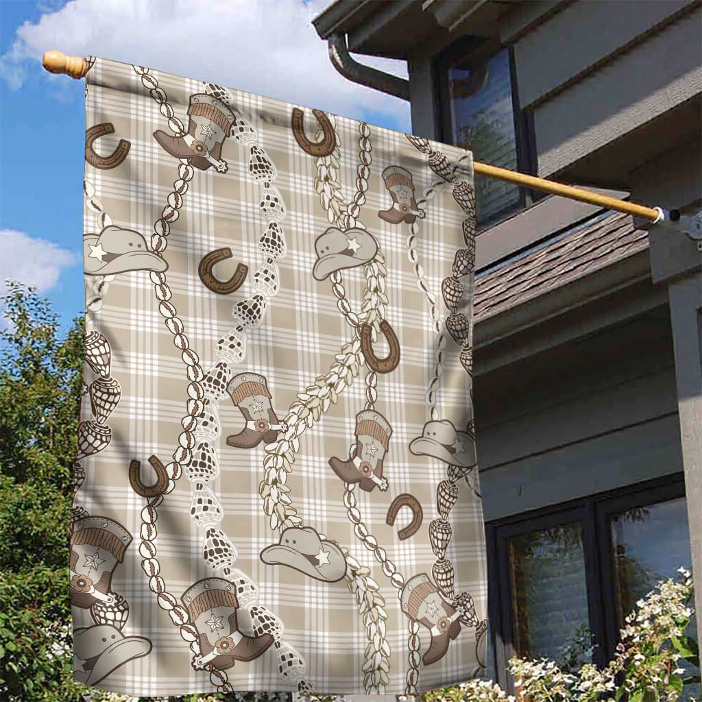 Hawaii Palaka Cowboy Garden Flag Shell Maile Lei With Western Patterns - Polynesian Pride