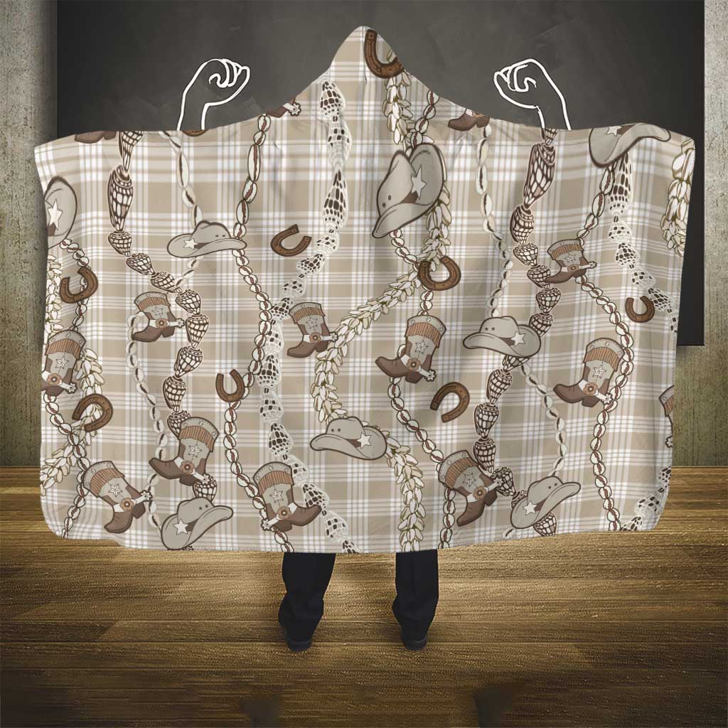 Hawaii Palaka Cowboy Hooded Blanket Shell Maile Lei With Western Patterns - Polynesian Pride