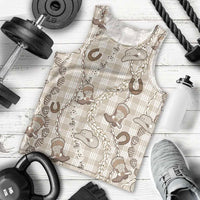 Hawaii Palaka Cowboy Men Tank Top Shell Maile Lei With Western Patterns - Polynesian Pride