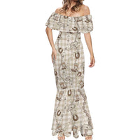 Hawaii Palaka Cowboy Mermaid Dress Shell Maile Lei With Western Patterns - Polynesian Pride