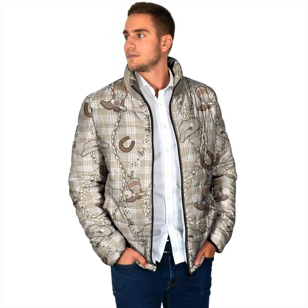 Hawaii Palaka Cowboy Padded Jacket Shell Maile Lei With Western Patterns - Polynesian Pride