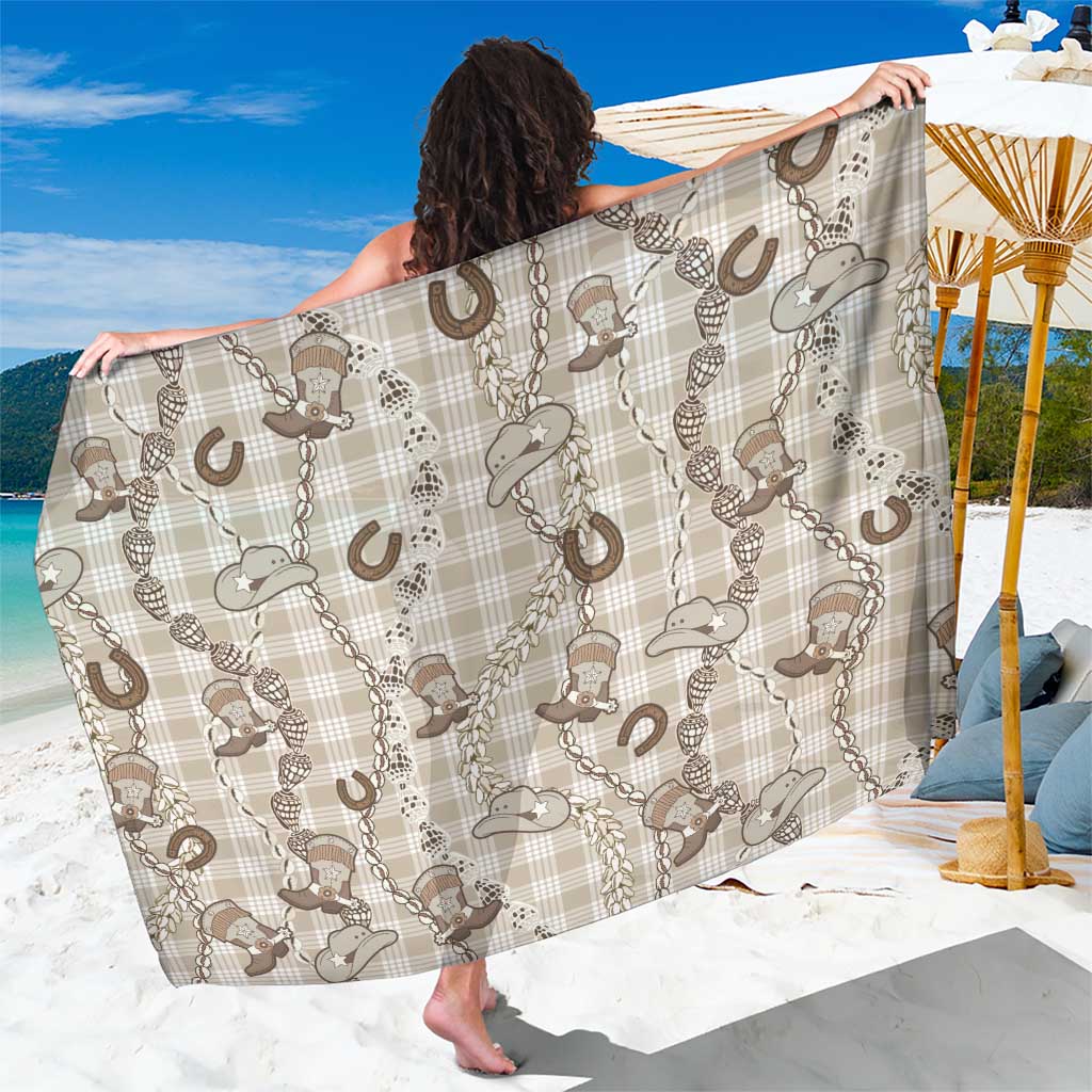 Hawaii Palaka Cowboy Sarong Shell Maile Lei With Western Patterns - Polynesian Pride