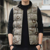 Hawaii Palaka Cowboy Sleeveless Puffer Jacket Shell Maile Lei With Western Patterns - Polynesian Pride