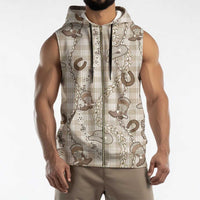 Hawaii Palaka Cowboy Sleeveless Zip Hoodie Shell Maile Lei With Western Patterns - Polynesian Pride