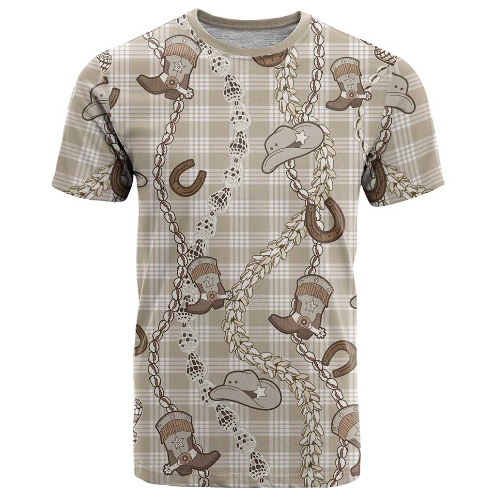 Hawaii Palaka Cowboy T Shirt Shell Maile Lei With Western Patterns - Polynesian Pride