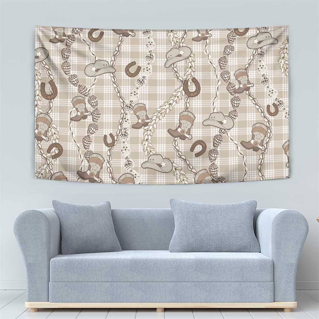 Hawaii Palaka Cowboy Tapestry Shell Maile Lei With Western Patterns - Polynesian Pride
