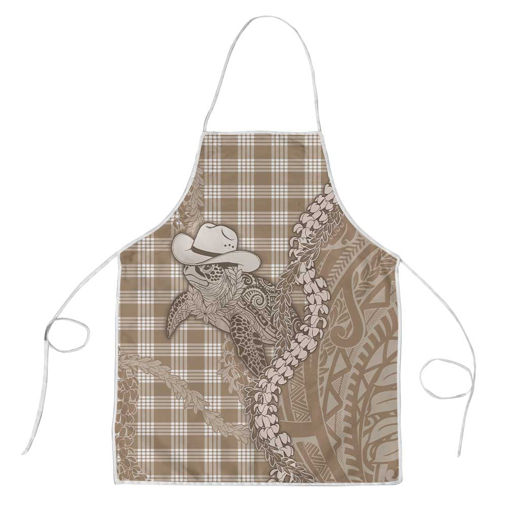 Beige Hawaii Palaka Cowboy Turtle Apron Hawaiian Paniolo Puakenikeni Maile Lei DT05 Beige - Polynesian Pride