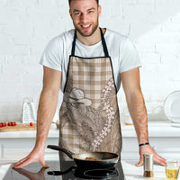 Beige Hawaii Palaka Cowboy Turtle Apron Hawaiian Paniolo Puakenikeni Maile Lei DT05 - Polynesian Pride