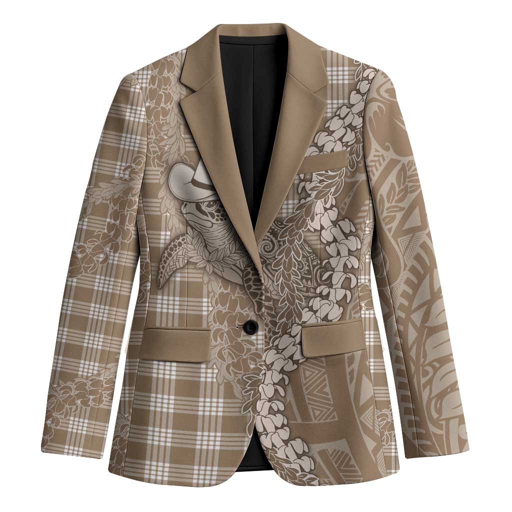 Beige Hawaii Palaka Cowboy Turtle Blazer Hawaiian Paniolo Puakenikeni Maile Lei - Polynesian Pride