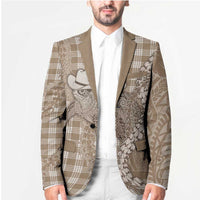 Beige Hawaii Palaka Cowboy Turtle Blazer Hawaiian Paniolo Puakenikeni Maile Lei - Polynesian Pride