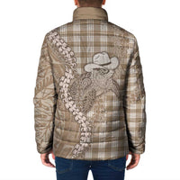 Beige Hawaii Palaka Cowboy Turtle Padded Jacket Hawaiian Paniolo Puakenikeni Maile Lei DT05 - Polynesian Pride