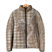 Beige Hawaii Palaka Cowboy Turtle Padded Jacket Hawaiian Paniolo Puakenikeni Maile Lei DT05 - Polynesian Pride