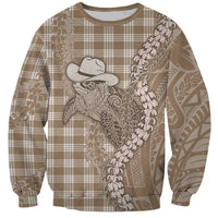 Beige Hawaii Palaka Cowboy Turtle Sweatshirt Hawaiian Paniolo Puakenikeni Maile Lei DT05 Unisex Beige - Polynesian Pride