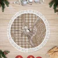 Beige Hawaii Palaka Cowboy Turtle Tree Skirt Hawaiian Paniolo Puakenikeni Maile Lei - Polynesian Pride