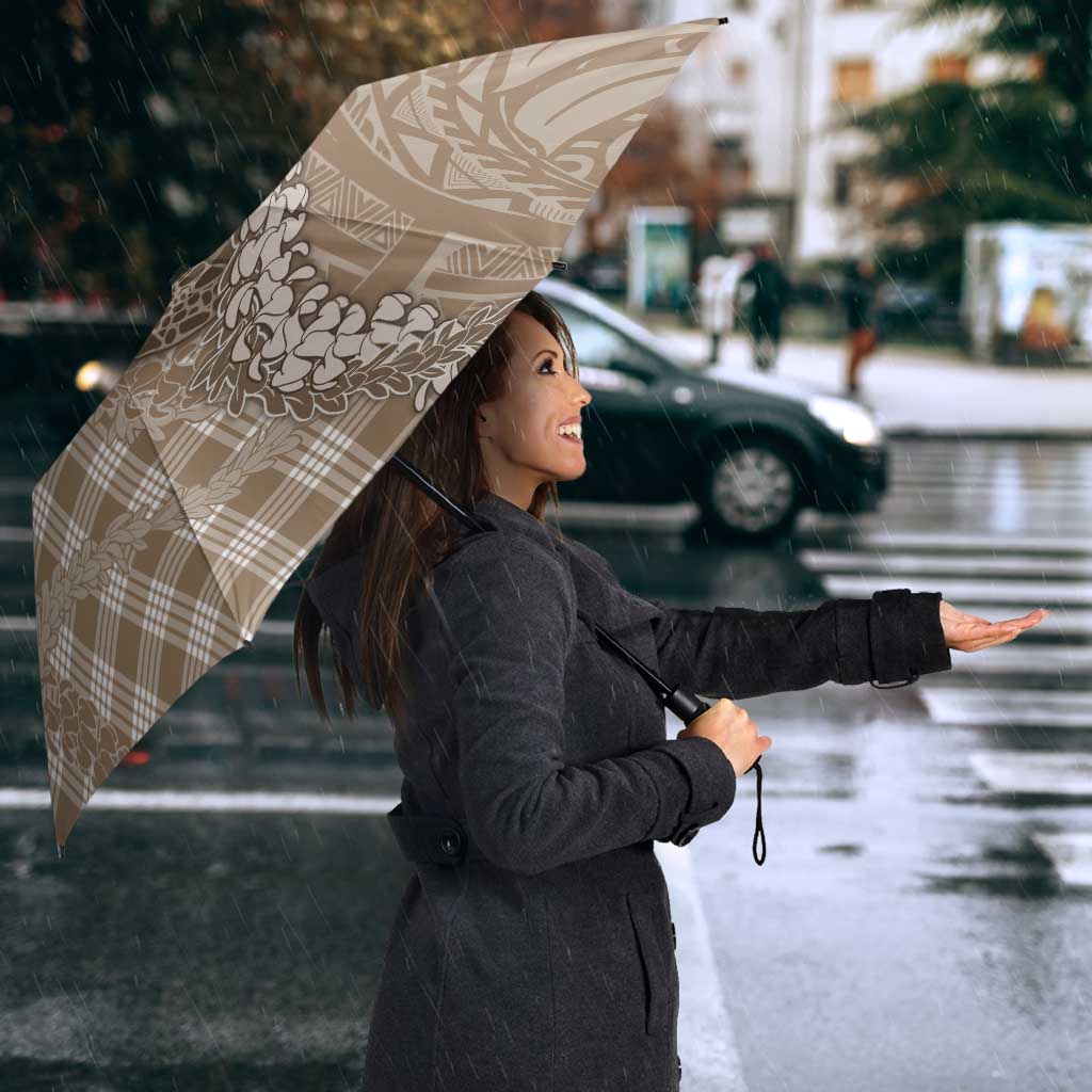 Beige Hawaii Palaka Cowboy Turtle Umbrella Hawaiian Paniolo Puakenikeni Maile Lei - Polynesian Pride