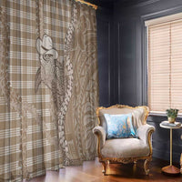 Beige Hawaii Palaka Cowboy Turtle Window Curtain Hawaiian Paniolo Puakenikeni Maile Lei - Polynesian Pride