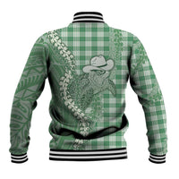 Green Hawaii Palaka Cowboy Turtle Baseball Jacket Hawaiian Paniolo Puakenikeni Maile Lei DT05 - Polynesian Pride