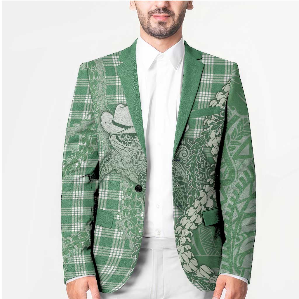 Green Hawaii Palaka Cowboy Turtle Blazer Hawaiian Paniolo Puakenikeni Maile Lei - Polynesian Pride