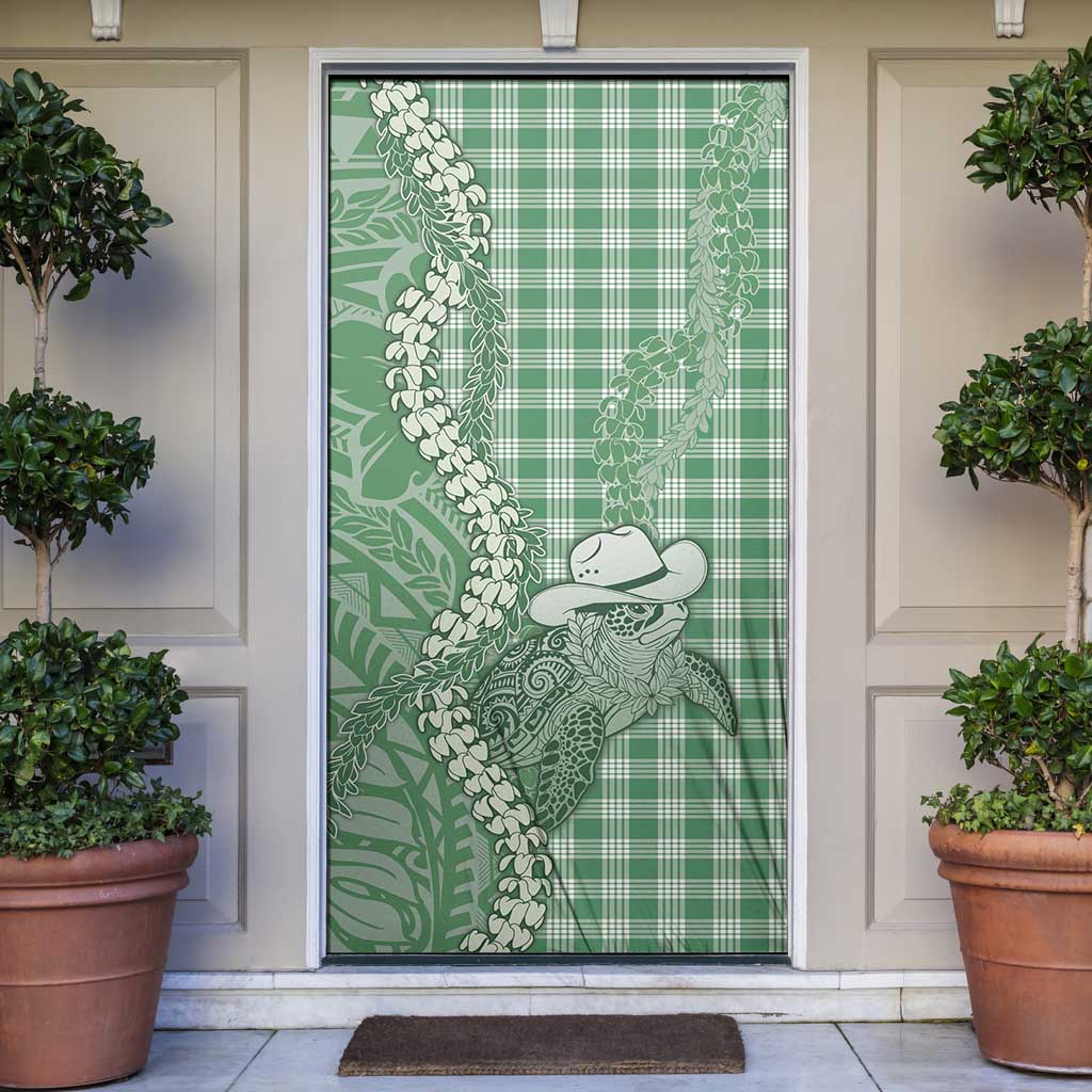 Green Hawaii Palaka Cowboy Turtle Door Cover Hawaiian Paniolo Puakenikeni Maile Lei - Polynesian Pride