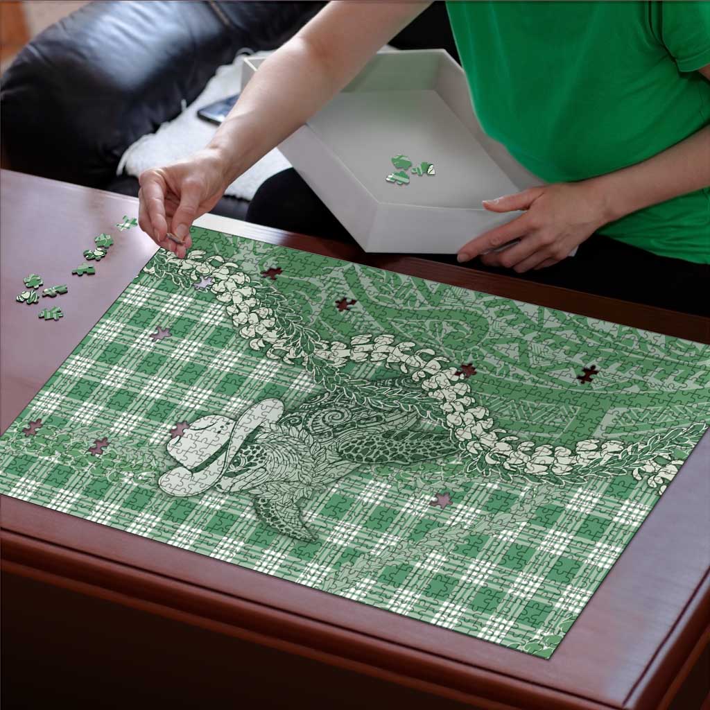 Green Hawaii Palaka Cowboy Turtle Puzzle Hawaiian Paniolo Puakenikeni Maile Lei DT05 - Polynesian Pride