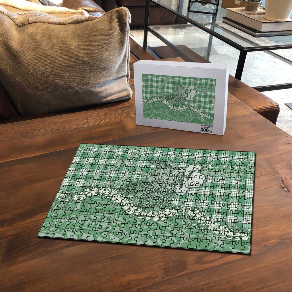 Green Hawaii Palaka Cowboy Turtle Puzzle Hawaiian Paniolo Puakenikeni Maile Lei DT05 - Polynesian Pride