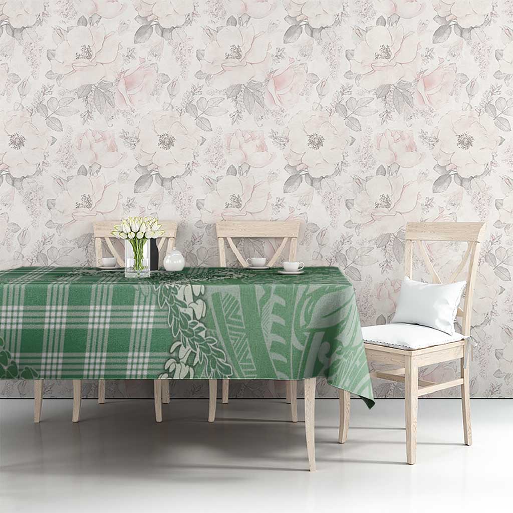 Green Hawaii Palaka Cowboy Turtle Tablecloth Hawaiian Paniolo Puakenikeni Maile Lei - Polynesian Pride