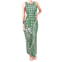 Green Hawaii Palaka Cowboy Turtle Tank Maxi Dress Hawaiian Paniolo Puakenikeni Maile Lei - Polynesian Pride