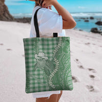 Green Hawaii Palaka Cowboy Turtle Tote Bag Hawaiian Paniolo Puakenikeni Maile Lei - Polynesian Pride