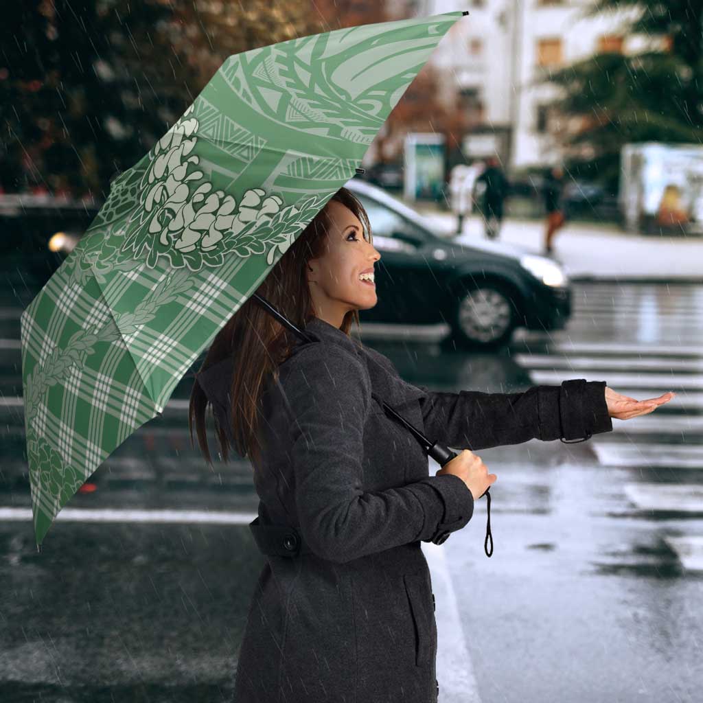 Green Hawaii Palaka Cowboy Turtle Umbrella Hawaiian Paniolo Puakenikeni Maile Lei - Polynesian Pride