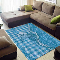 Blue Hawaii Palaka Cowboy Turtle Area Rug Hawaiian Paniolo Puakenikeni Maile Lei - Polynesian Pride