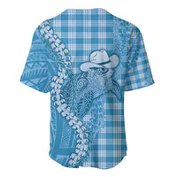 Blue Hawaii Palaka Cowboy Turtle Baseball Jersey Hawaiian Paniolo Puakenikeni Maile Lei - Polynesian Pride