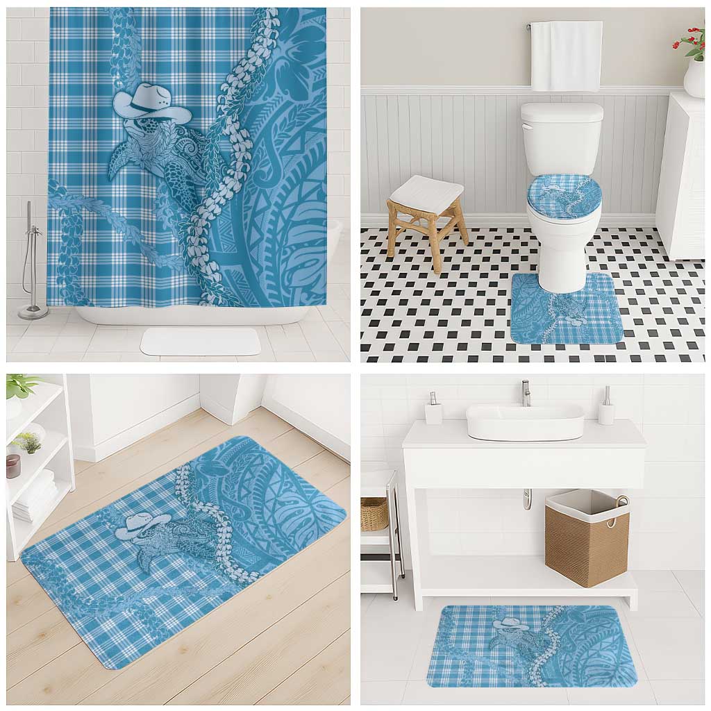 Blue Hawaii Palaka Cowboy Turtle Bathroom Set Hawaiian Paniolo Puakenikeni Maile Lei - Polynesian Pride