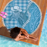 Blue Hawaii Palaka Cowboy Turtle Beach Blanket Hawaiian Paniolo Puakenikeni Maile Lei - Polynesian Pride