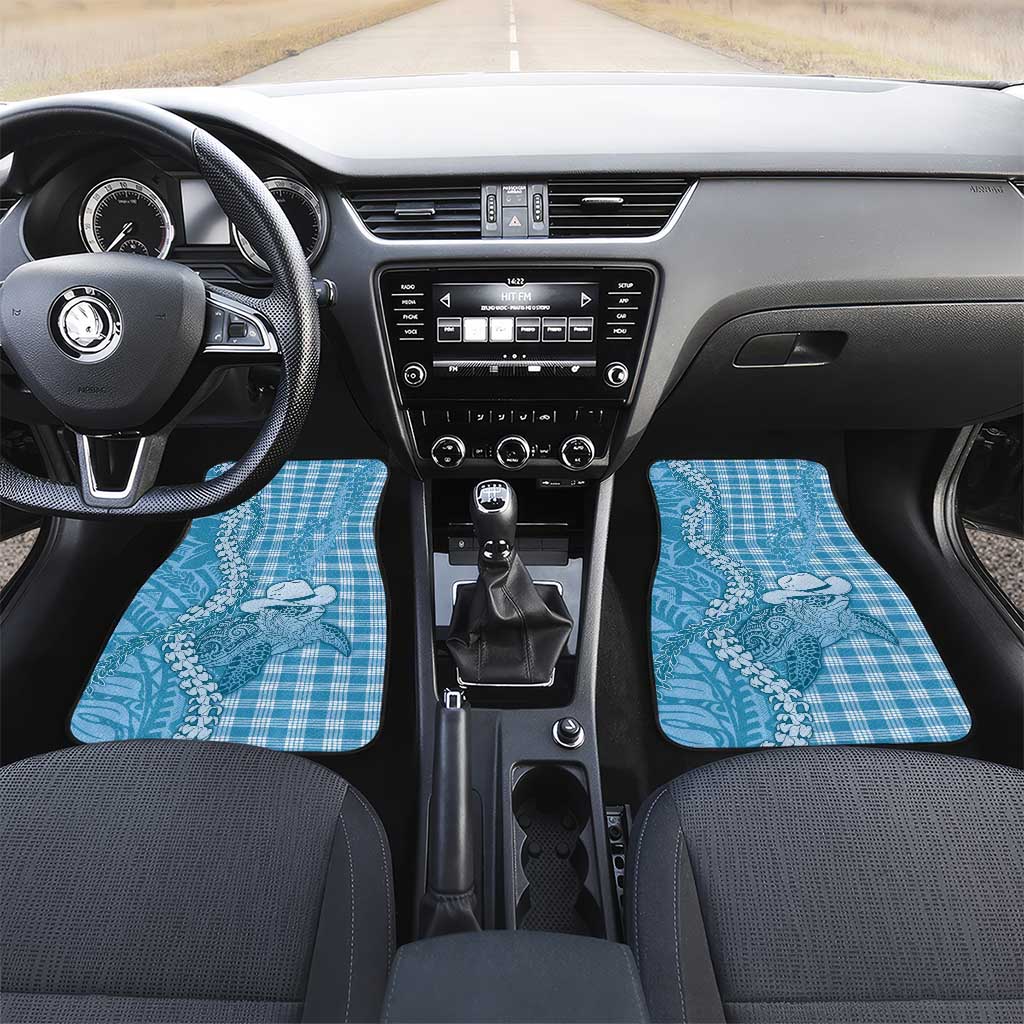 Blue Hawaii Palaka Cowboy Turtle Car Mats Hawaiian Paniolo Puakenikeni Maile Lei - Polynesian Pride