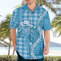 Blue Hawaii Palaka Cowboy Turtle Hawaiian Shirt Hawaiian Paniolo Puakenikeni Maile Lei - Polynesian Pride